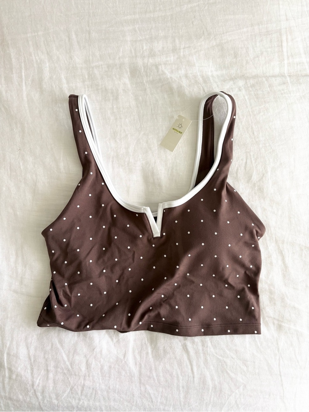NWT Aerie Brown Polka Dots Longline Sports Bra